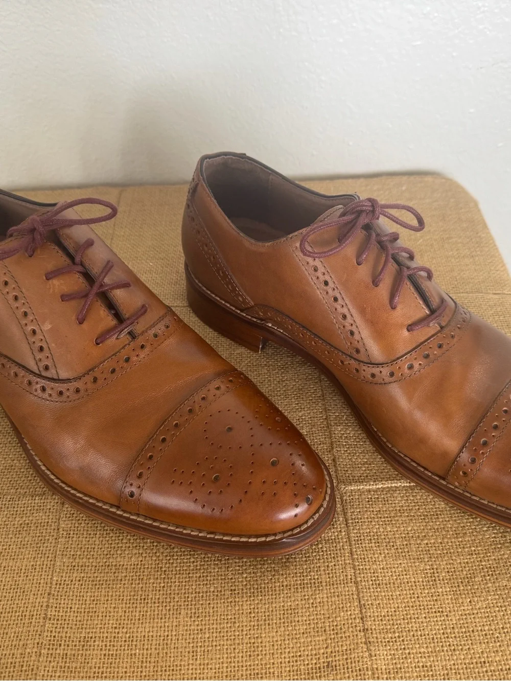 Johnston & Murphy Brown Leather Cap Toe Brogue Oxford Dress Shoes 11